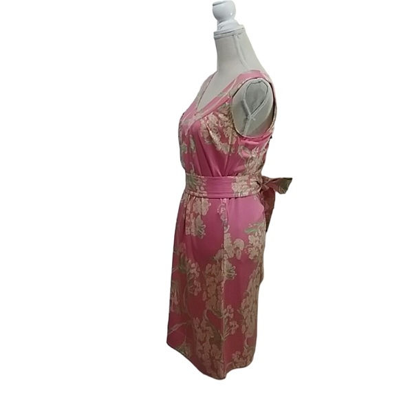 Lilly Pulitzer V-Neck Silk Belted Dress Sleeveless - Picture 3 of 7